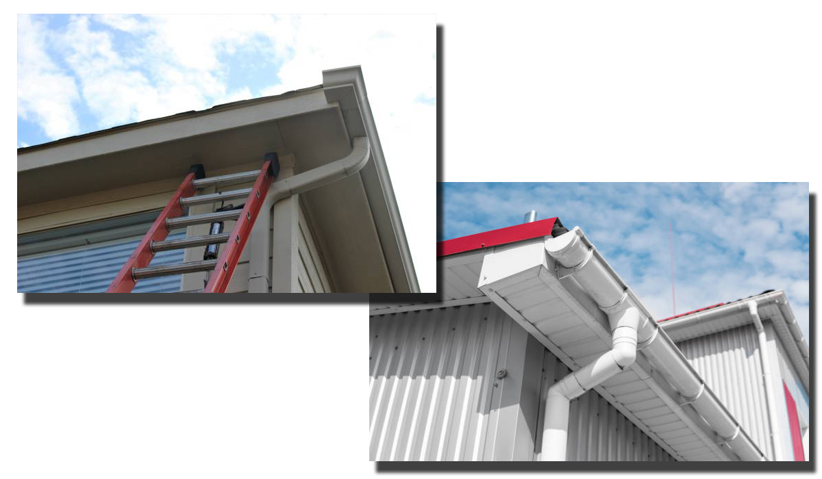Seamless and commercial gutters and downspouts.