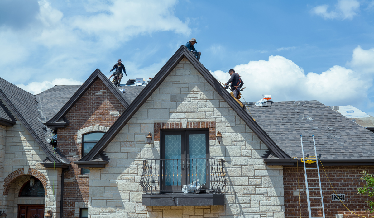 Roofers use affordable roofing materials for installation.